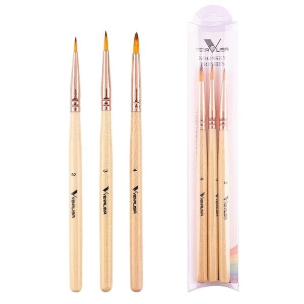 Venalisa Set Pinceles Madera para Uas de 3 Pcs VL-013