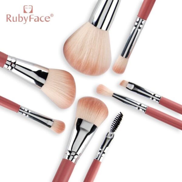 (Dorado)RubyFace Set Brocha Maquillaje De 8 Piezas Con Cartera - Imagen 3