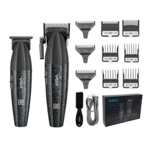 ??Negro) VGR? Kit M??quina Barber??a Pro Clipper Trimmer V-640 9000 Rpm