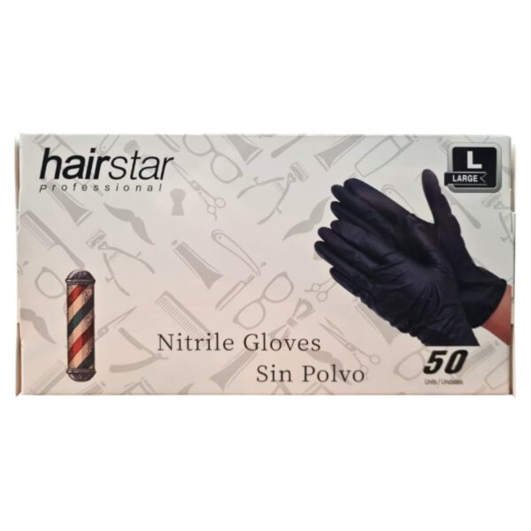 (L)HAIRSTAR Guante Nitrilo Negro 50 Unidades