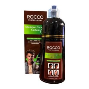 (Cafe Oscuro) ROCCO Shampoo Cubre Canas Tinturador 400ml