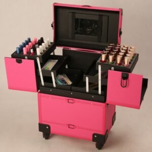 (Rosada)Maleta Multiuso Para Manicure y Maquillaje - Litchi Grai