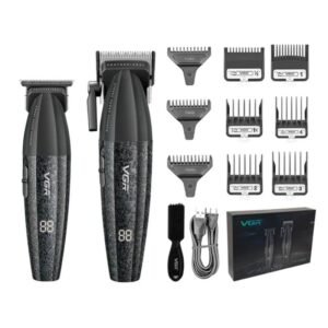 ??Negro) VGR? Kit M??quina Barber??a Pro Clipper Trimmer V-640 9000 Rpm