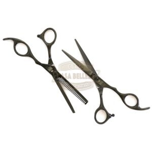 (Negra)Set Tijeras Filo Navaja 5.5 + Esculpidora 5.5 F2-60B+F2-628B