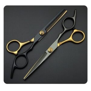(Negro Dorado) Kit Tijeras Para Cabello Profesional Tijeras Barbero 6.0
