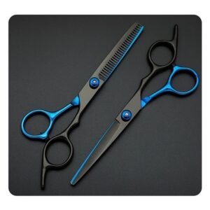 (Negro Azul) Kit Tijeras Para Cabello Profesional Tijeras Barbero 6.0