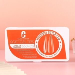 Clara Colors GEL Tips Profesional 550 Unidads - Medium Stiletto Etiqueta naranja