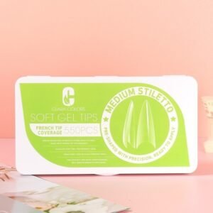 Clara Colors GEL Tips Profesional 550 Unidads - Medium Stiletto Etiqueta verde claro