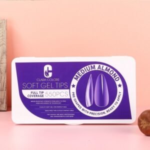 Clara Colors GEL Tips Profesional 550 Unidads - Medium Almond Etiqueta morado