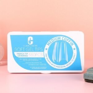 Clara Colors GEL Tips Profesional 550 Unidads - Medium Coffin Etiqueta azul claro