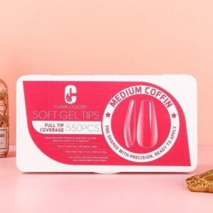 Clara Colors GEL Tips Profesional 550 Unidads - Medium Coffon Etiqueta fucsia
