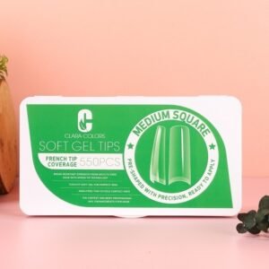 Clara Colors GEL Tips Profesional 550 Unidads - Medium Square  Etiqueta verde oscuro