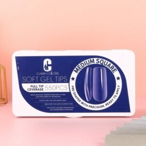 Clara Colors GEL Tips Profesional 550 Unidads - Meduim Square Etiqueta azul oscuro