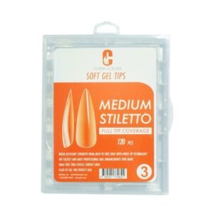 Clara Colors GEL Tips Prof. 120 Unid.Medium Stiletto Etiq.Naranja