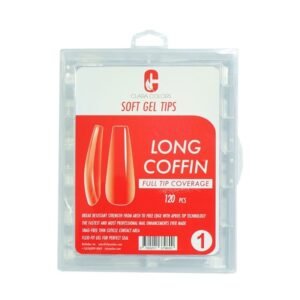 Clara Colors GEL Tips Prof. 120 Unid.Long Coffin Etiq.Rojo