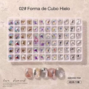 (02#)Diamante Imitacion de Colores - Forma de Cubo Hielo