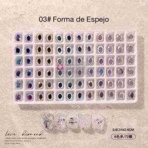 (03#)Diamante Imitacion de Colores - Forma de Espejo