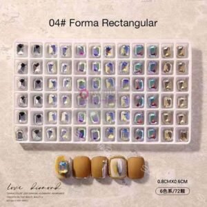 (04#)Diamante Imitacion de Colores - Forma Rectangular