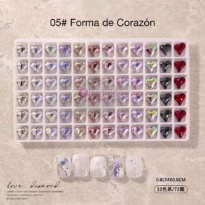 (05#)Diamante Imitacion de Colores - Forma de Corazon