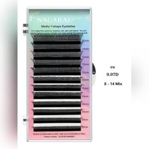 NAGARAKU Extensiones De Pesta?as Con Dise?o En Y (0.07D Mix 8-14mm)