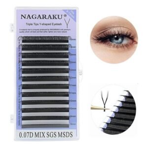 NAGARAKU Extensiones Pesta?as Cifrado YY Blister El Nuevo (0.07D Mix 8-14mm)