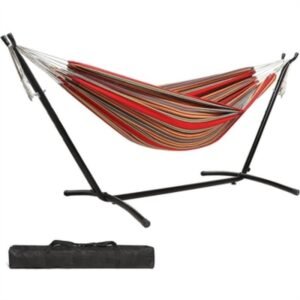 (Rojo) Hamaca Con Soporte Acero, Estuche, Interior Y Exterior