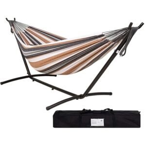 (Gris) Hamaca Con Soporte Acero, Estuche, Interior Y Exterior