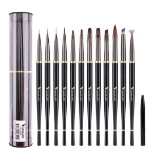 Venalisa Set Pinceles Negro para Uas de 12 Pcs VL-018