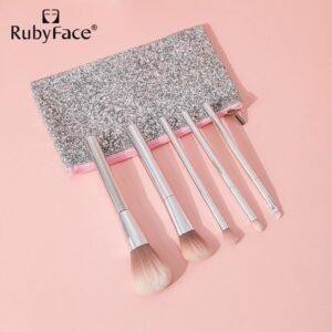 (Plata)RubyFace Set Brocha Maquillaje De 5 Piezas