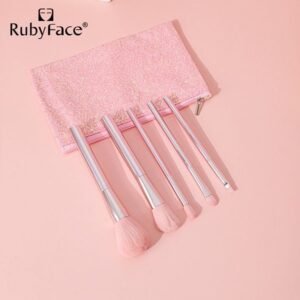 (Rosado)RubyFace Set Brocha Maquillaje De 5 Piezas