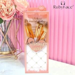 (Blanco)RubyFace Set Brocha Maquillaje De 10 Piezas Con Cajeta