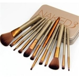 Set Brocha Maquillaje de 12 Piezas - Cajita Metalica Dorada