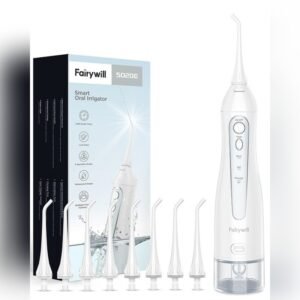 (Blanco) FairyWill Irrigador Dental Limpieza Bucal Portatil Recargable 5020E