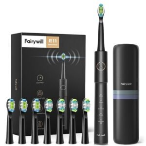 (Negra) FairyWill Cepillo De Dientes Electrico E11