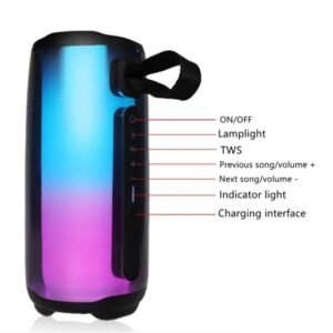 (Negra) Altavoz Bluetooth Portatil Con Juego De Luces Pulse 5