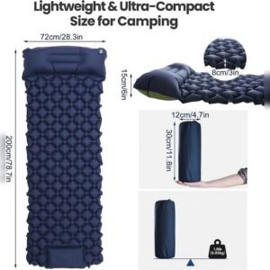 (Azul) Colchoneta Inflable Ultra Ligera Camping Discovery