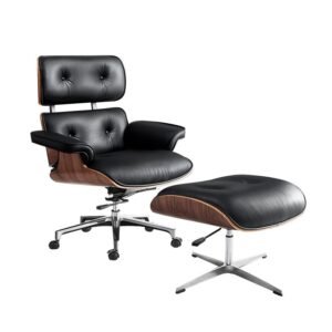(Negro) Sillon Eames Lounge Chair Con Ottoman Para Escritorio Home