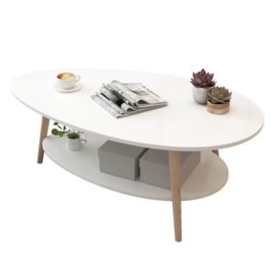 (Blanca) Mesa De Centro Oval 90x50