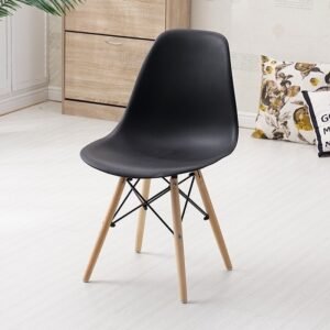 (Negro) Set De 4 Sillas De Comedor Tulip Acolchadas