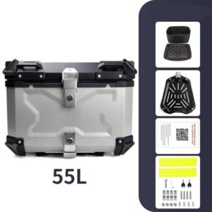 (Platino) Maleta Top Case Aluminio Moto 55 L, Black X-series