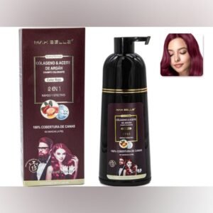(Rojo) MAXBELLE Shampoo Colorante Colageno y Argan