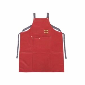 (Rojo) Delantal Pechera Cuero Para Peluqueria Y Barberia