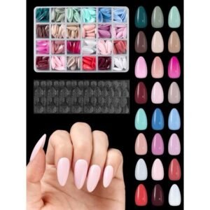 576 Pz U?as Acrilicas Postizas Press On Adheribles Tips Cortas Y Brillantes 1#
